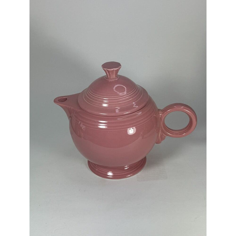 Fiesta Ware Rose Pink Teapot ROUND CIRCLE HANDLE - Picture 4 of 13